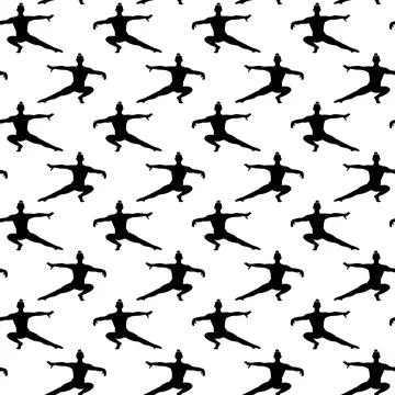 Dynamic Gymnastics Athlete Seamless Pattern with Womens Silhouettes in Modern イラスト素材