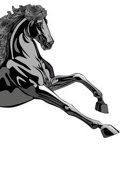 Dynamic Half Body Horse Vector Illustration Stock Illustration