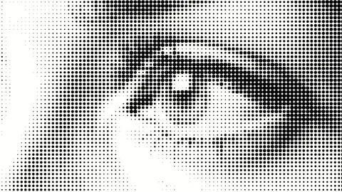 Dynamic Halftone Eye Pattern Animation Loop Stock Footage 311600450