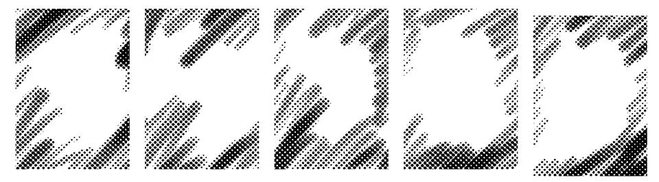 Dynamic halftone frames with irregular speed lines and quirky comic energy. 스톡 일러스트