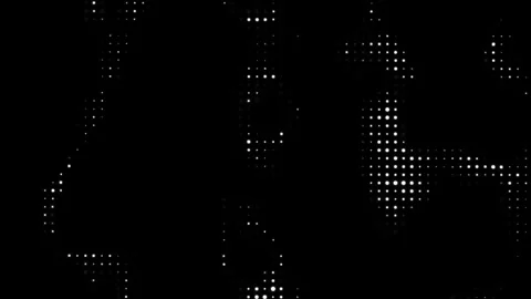 Dynamic halftone waves effect. White dots on black background. Digital glitch Stock Footage 331458918