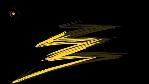 Dynamic hand-drawing of a large yellow lightning bolt on a black background. 動画素材 339020436