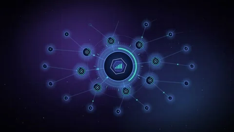 Dynamic Hexagon Blockchain Ledger Display With Futuristic Grid Background Stock Footage 348238479