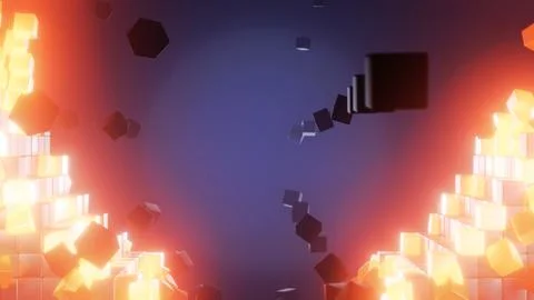 Dynamic Hexagonal Firestorm A stunning piece of abstract 3D digital art that Illustration