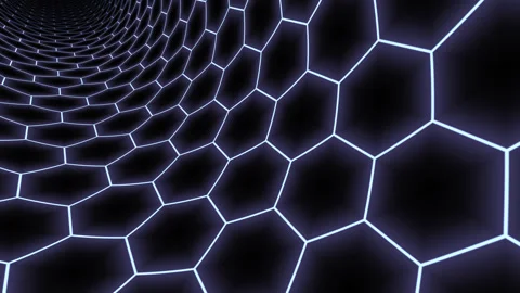 Dynamic Hexagonal Flight Path Through Digital Space Stock Footage 291071751