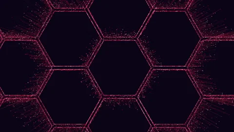 Dynamic hexagonal pattern created with red lines and dots Vídeos de archivo 303193287