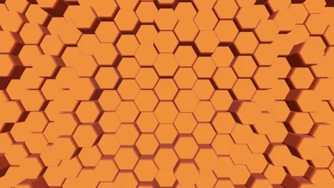 Dynamic Hexagons. Abstract 3d background. Orange backdrop. Stock Footage 171123412