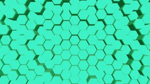 Dynamic Hexagons. Abstract 3d background. 3D render. Illustrazione stock