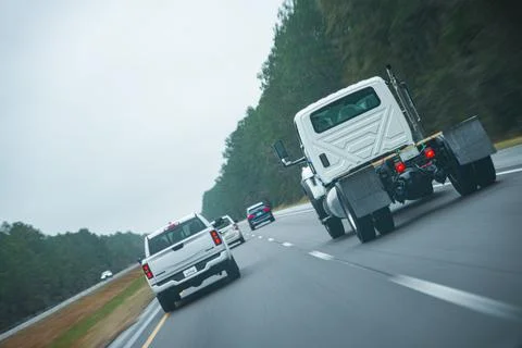 Dynamic Highway Drive on a Cloudy Day Stock Photos