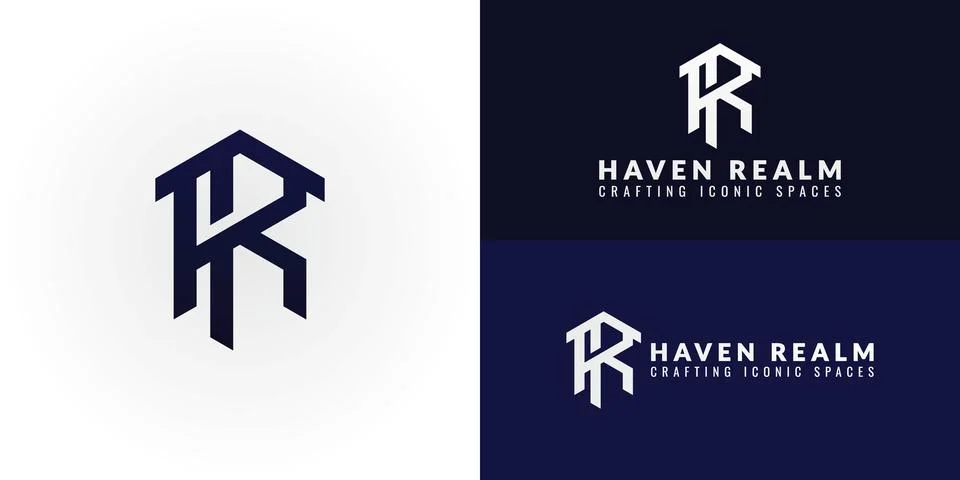 Dynamic HR monogram logo ideal for Architecture and Real Estate firms. Stock Illustration