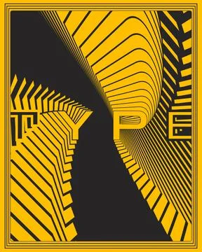 Dynamic Hypnotic Swirl Poster Bold Geometric Type Modern Wall Art Design Illustrazione stock