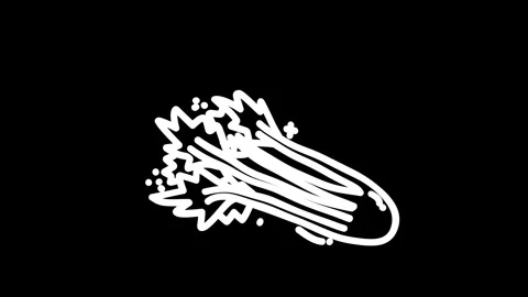 A dynamic illustration of a comet streaking through a dark sky, symbolizing.. Stock Footage 320023672