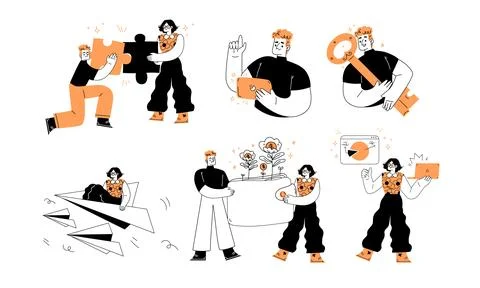 Dynamic Illustrations Showcasing a Variety of Diverse Activities and Concepts Stock Illustration