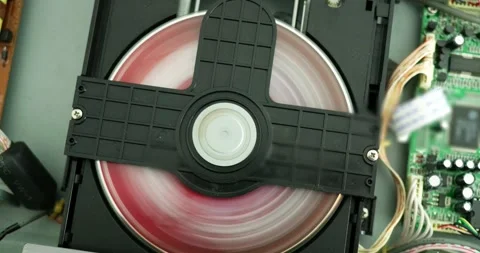 Dynamic image of spinning disc in technology environment close-up view focused Stock Footage 308344062