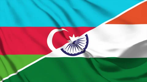 Dynamic India and Azerbaijan flags merge waving Stock Footage 322612729