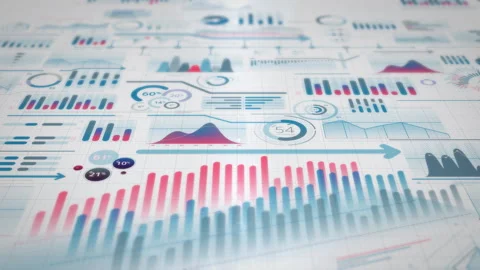 Dynamic infographic display with animated abstract data charts Stock Footage 335257369