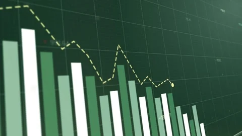 Dynamic infographic presentation showcasing fluctuating profit margins, green Stock Footage 296186219