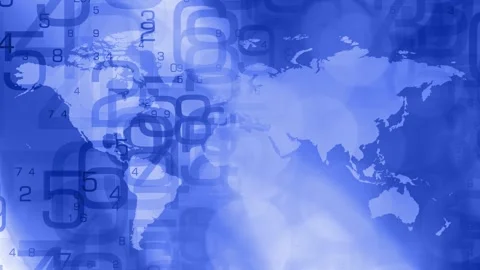 Dynamic information the flow of numerical animation on a global scale Stock Footage 245964186