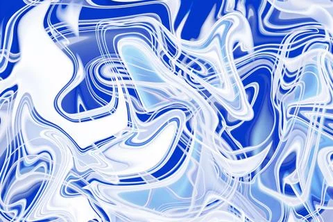 Dynamic interplay of color and flow in abstract blue and white liquid paint.. Stock Illustration