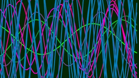 Dynamic intersecting neon light lines creating flowing abstract digital art.. Stock Footage 341058654