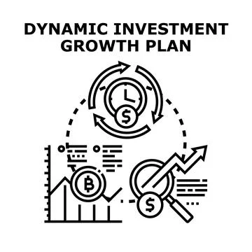Dynamic investment growth plan developing strategy Stock Illustration