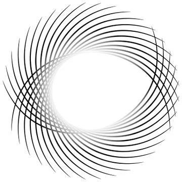 Dynamic irregular lines forming a circle element. Geometric shape made of ben Illustrazione stock