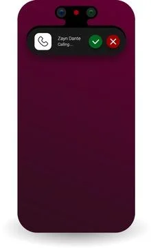 Dynamic Island Call Notification Interface With Floating Action Buttons And.. Stock Illustration