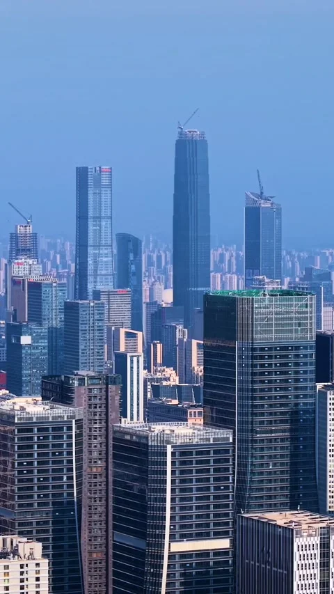 Dynamic Jinan Cityscape: Modern CBD &amp; Skyscrapers Stock Footage 331228671