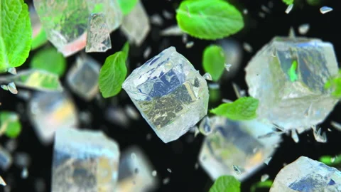 Dynamic jumping frosted ice cubes in 4K Slow motion Stock-Footage 147496771