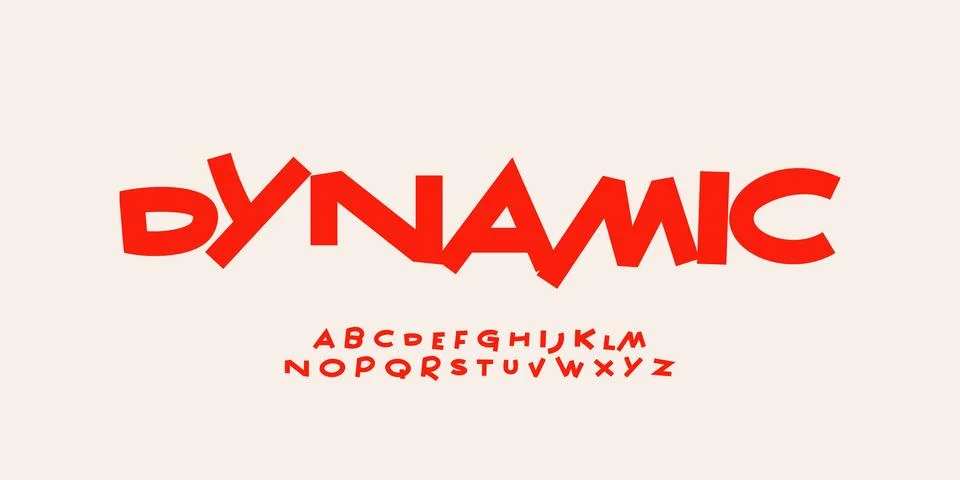 Dynamic jumpy font. Joyful groovy lowercase and uppercase typeset. Crazy Stock Illustration