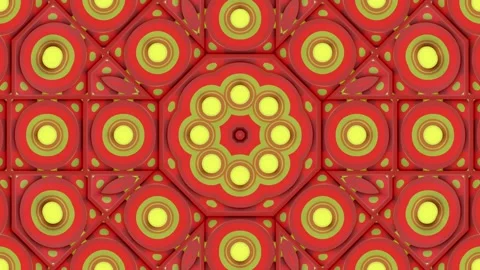 A dynamic kaleidoscope of 3D shapes in an ethnic style. 3d rendering 4K Stock Footage 317616396