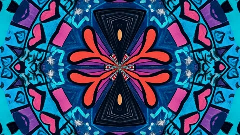 Dynamic kaleidoscopic patterns inspired by vibrant street art at sunset Stock Footage 296218116