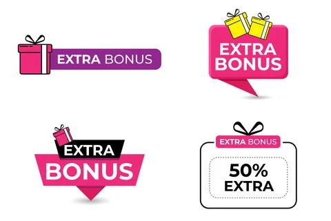 Dynamic label with gift box and text extra bonus labels Stock-Illustration