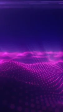 Dynamic landscape of glowing pink particles forming a flowing digital wave .. イラスト素材