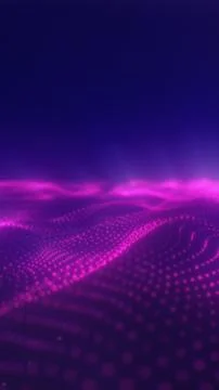 Dynamic landscape of glowing pink particles forming a flowing digital wave .. Stockillustratie