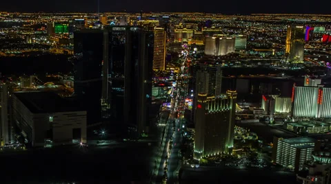 Dynamic Las Vegas Night Time Lapse Aerial in HD Stock Footage 37569642
