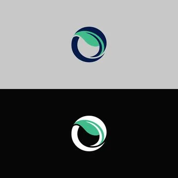 A dynamic leaf within a swirling circle represents environmental balance. Stock-Illustration