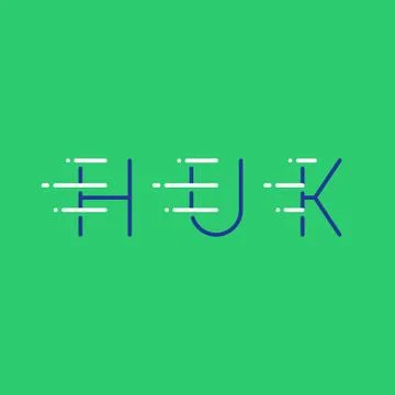 Dynamic letters H, U and K in motion, decorative type, rapid service Illustrazione stock