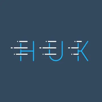 Dynamic letters H, U and K in motion, decorative type, rapid service Stock Illustration