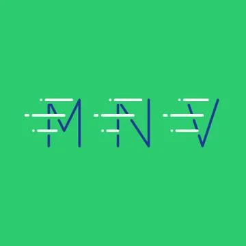 Dynamic letters M, N and V in motion, decorative type, rapid service Illustrazione stock
