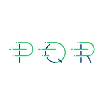 Dynamic letters P, Q and R in motion, decorative type, rapid service Stock Illustration