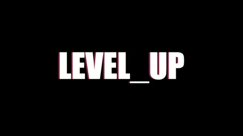 Dynamic "Level Up" Text Animation with Modern Glitch Effect on Black Backgr.. 库存影片 330280167