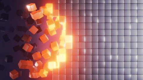 Dynamic Light Cubes That Erupt with Energy in a Creative and Colorful Display of Illustration
