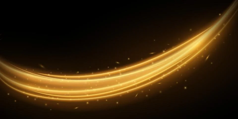 Dynamic light effect with glowing flying particles on a black background. Spa Stock Illustration