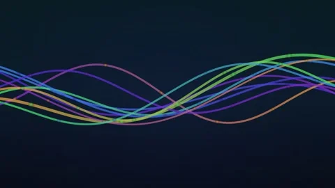Dynamic light lines flow and intertwine against a dark backdrop Stock Footage 326268027