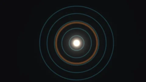 Dynamic light pattern with circular waves in dark Stock Footage 338182945