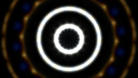 Dynamic light patterns create circular shapes in dark Stock Footage 338018536