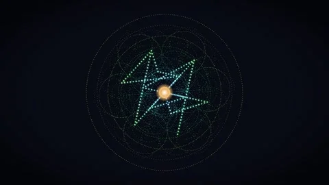 Dynamic light patterns in a geometric design on a dark background Stock Footage 337377313