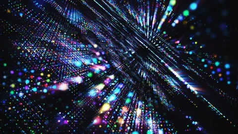 Dynamic light patterns illuminate a dark space with vibrant colors Stock Footage 308083531