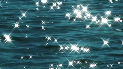 Dynamic light rays sparkling on water surface. Abstract shimmering reflections w Stock Footage 340450165